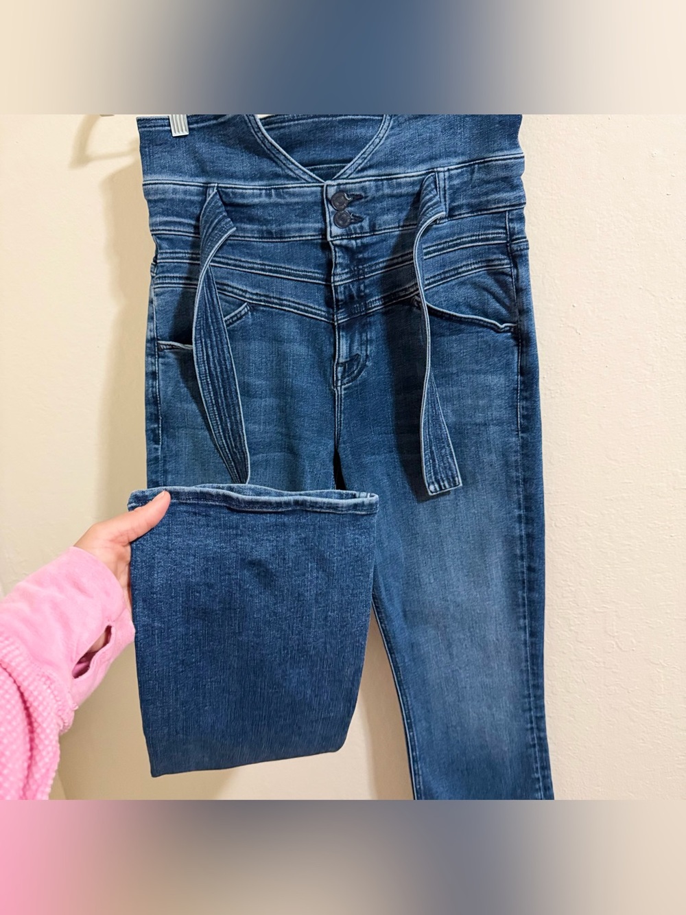 MOTHER The Triple Stack Insider Ankle Jeans Chick‎ Flick High Rise Tie Belt 28 - Picture 5 of 16
